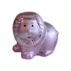 Vintage Pink & Silver Lion Piggy Bank, Children's Room Decor, Vintage Nursery